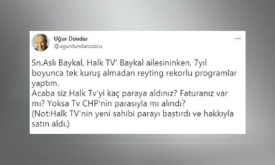 Uğur Dündar’dan CHP’den istifa eden Aslı Baykal’a tepki! “Halk TV’yi de iade edecek misiniz?.”