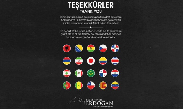 Cumhurbaşkanı Erdoğan’dan taziye mesajı gönderen dünya liderlerine teşekkür..