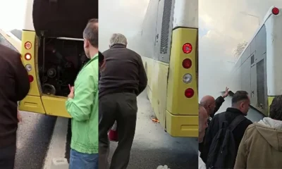 İstanbullunun bitmeyen ulaşım çilesi! İETT otobüsünde çıkan yangını vatandaşlar söndürdü!.