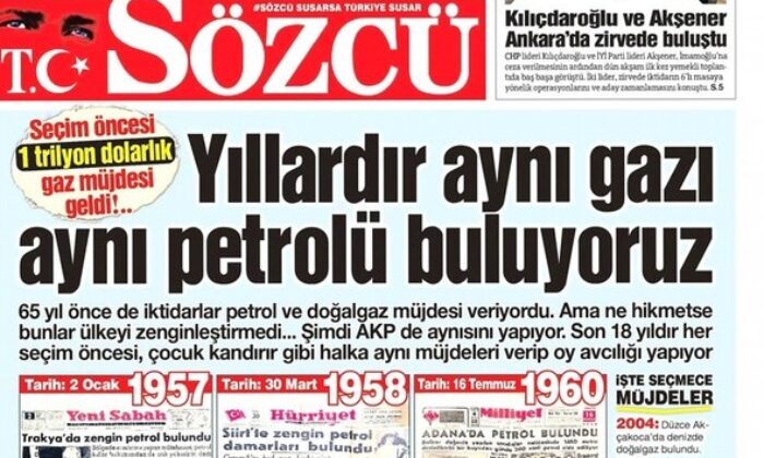 Sözcü, doğalgaz keşfinden rahatsız olmuş!.