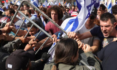 Terörist İsrail karıştı! Yargı reformu protestosunda polisten göstericilere sert müdahale..