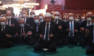 Ayasofya’da Akşam Namazı! Cumhurbaşkanı Erdoğan tekbir sesleriyle karşılandı!.