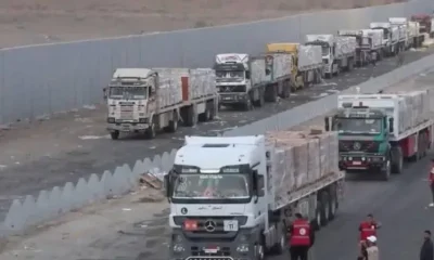 Ateşkes sonrası yardım tırları Gazze’ye giriş yapmaya başladı..